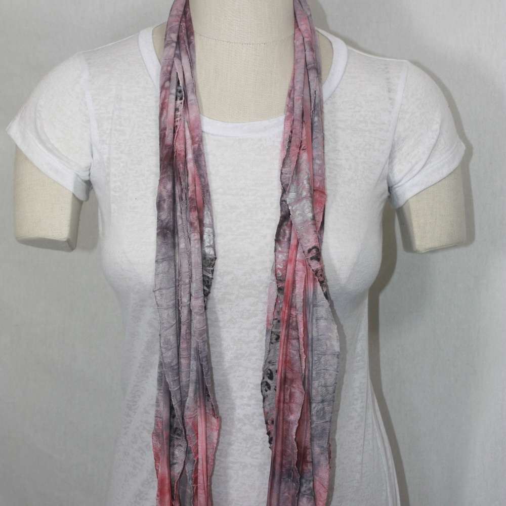 Pink Solid and Patterned Scarf Accessory - Picture 7 of 8